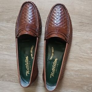 Nettleton Basket Woven Leather Loafers Comfort Walk in Cognac Brown - Size 11